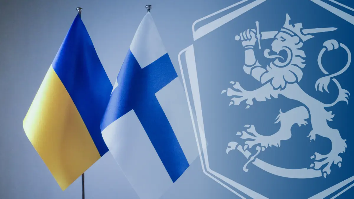 Finlands och Ukrainas flaggor