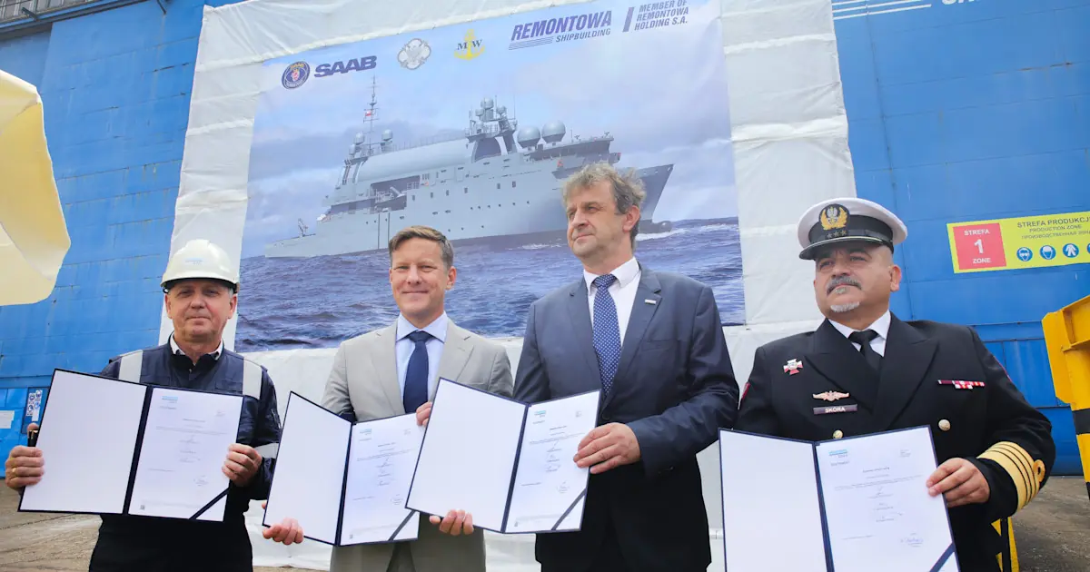 Saab führt Kiellegung des polnischen Signalaufklärungsschiffs durch